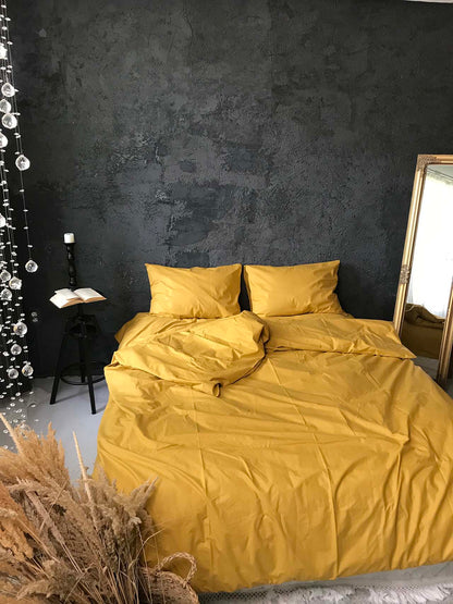 Набір постільної білизни з Ранфорсу, 100% бавовна, колір жовтий