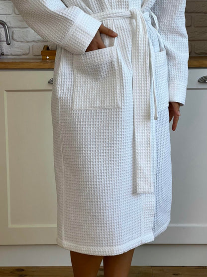 Чоловічий білий вафельний халат "Alba" з бавовни