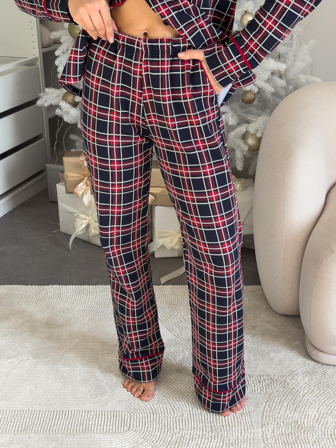 Жіноча тепла піжама "Oxford", червоно-синя клітинка