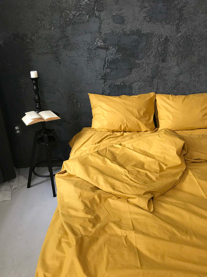 Набір постільної білизни з Ранфорсу, 100% бавовна, колір жовтий
