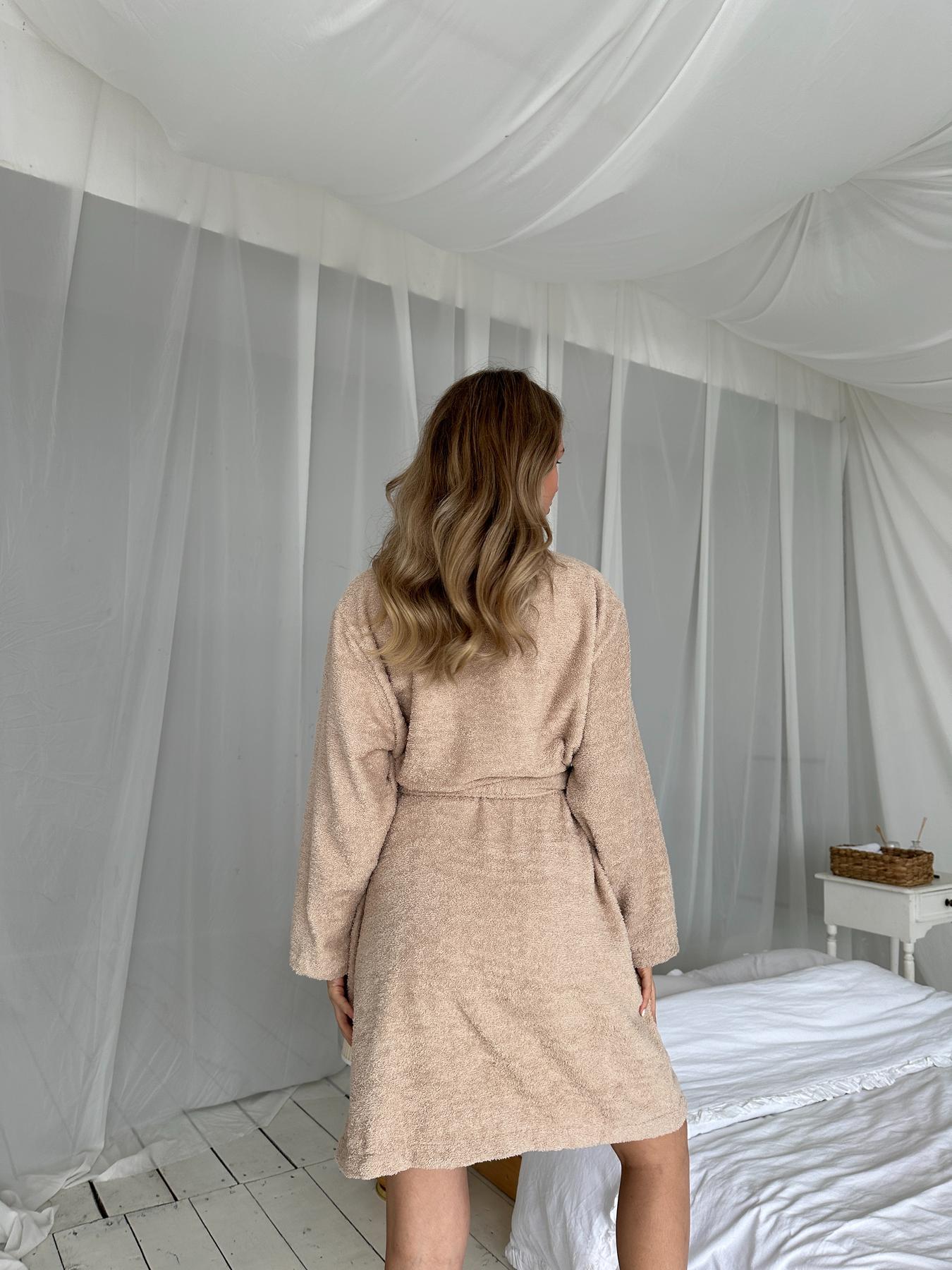 Жіночий махровий халат Шарм з довгим рукавом, беж