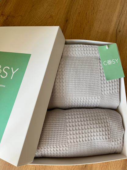 Чоловічий банний набір з кілтом на липучці і рушником, світло-сірий