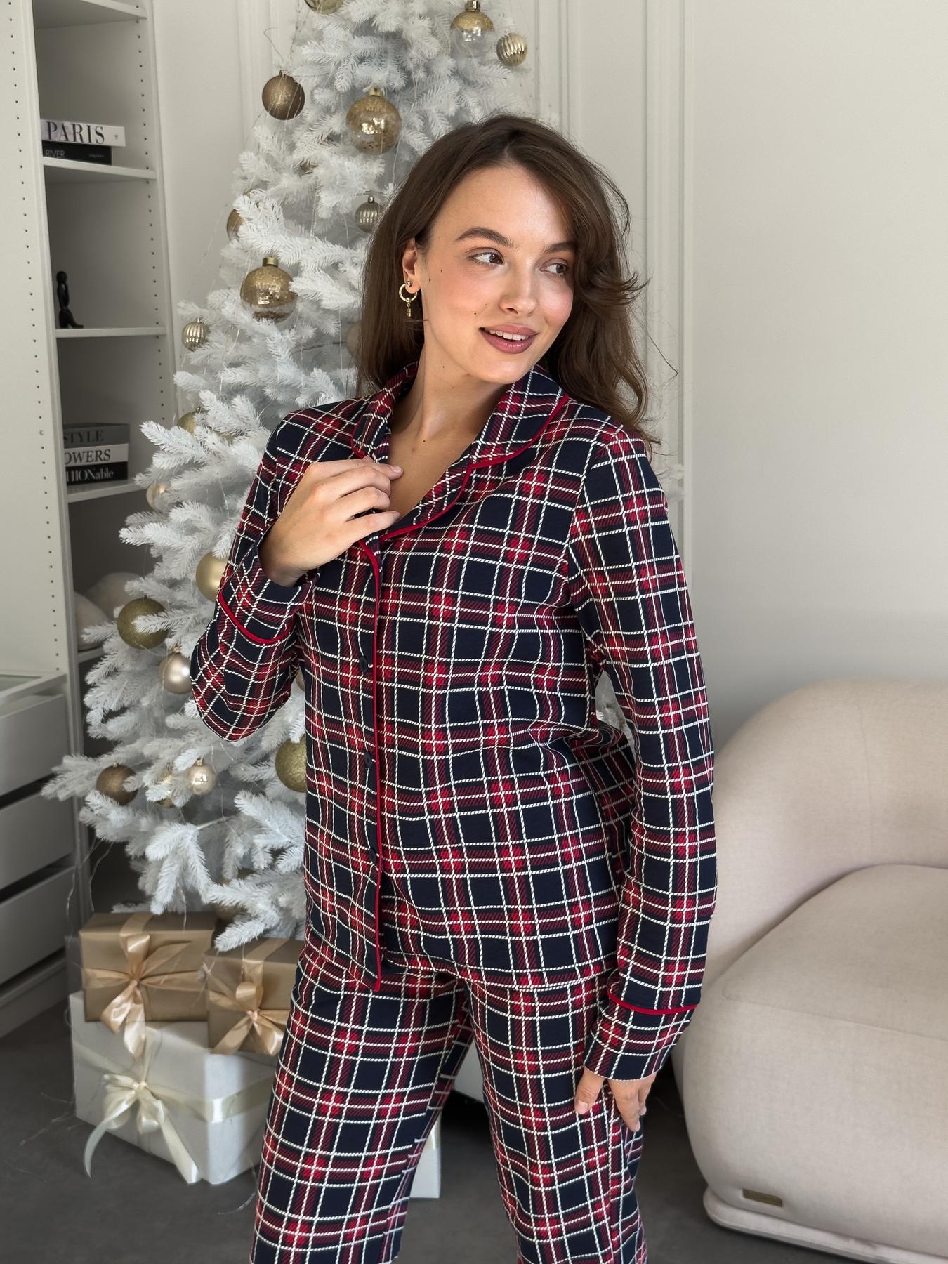 Жіноча тепла піжама "Oxford", червоно-синя клітинка