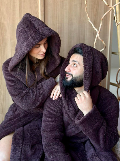 Халат унісекс з капюшоном Cuddle, шоколад, велсофт коричневий — фото 7