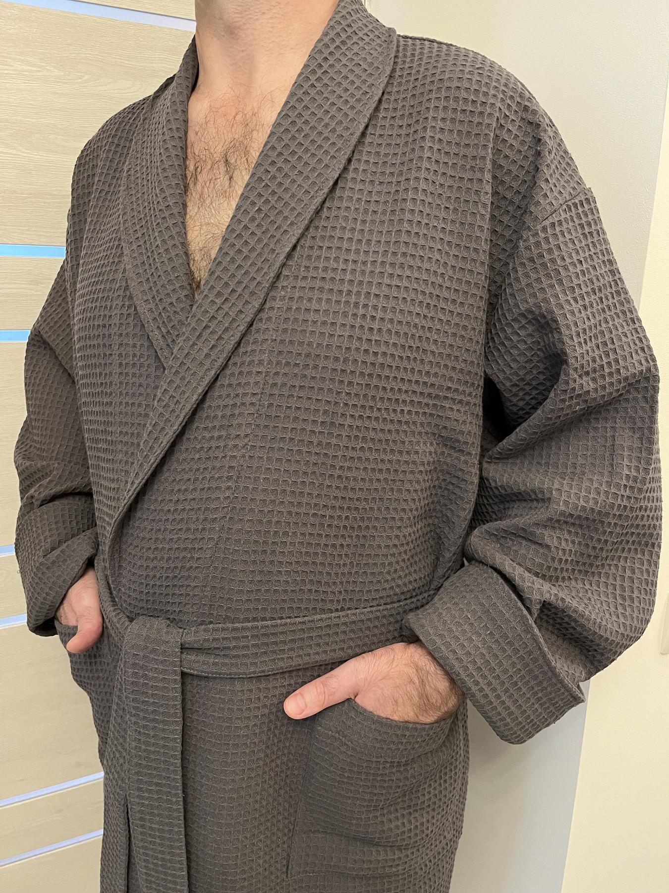 Унісекс халат з вафельної бавовни темно-сірий