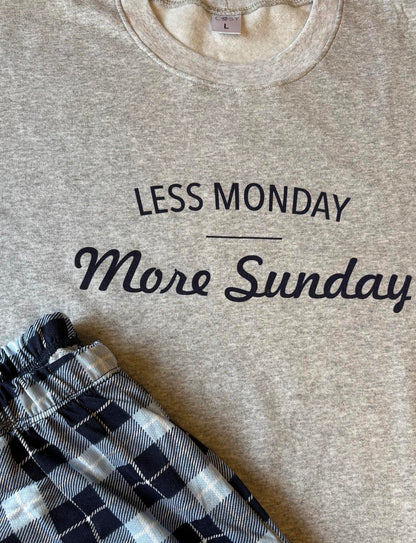 Унісекс тепла піжама Sunday з трикотажу з начосом, комплект лонгслів і штани темно-синя клітинка