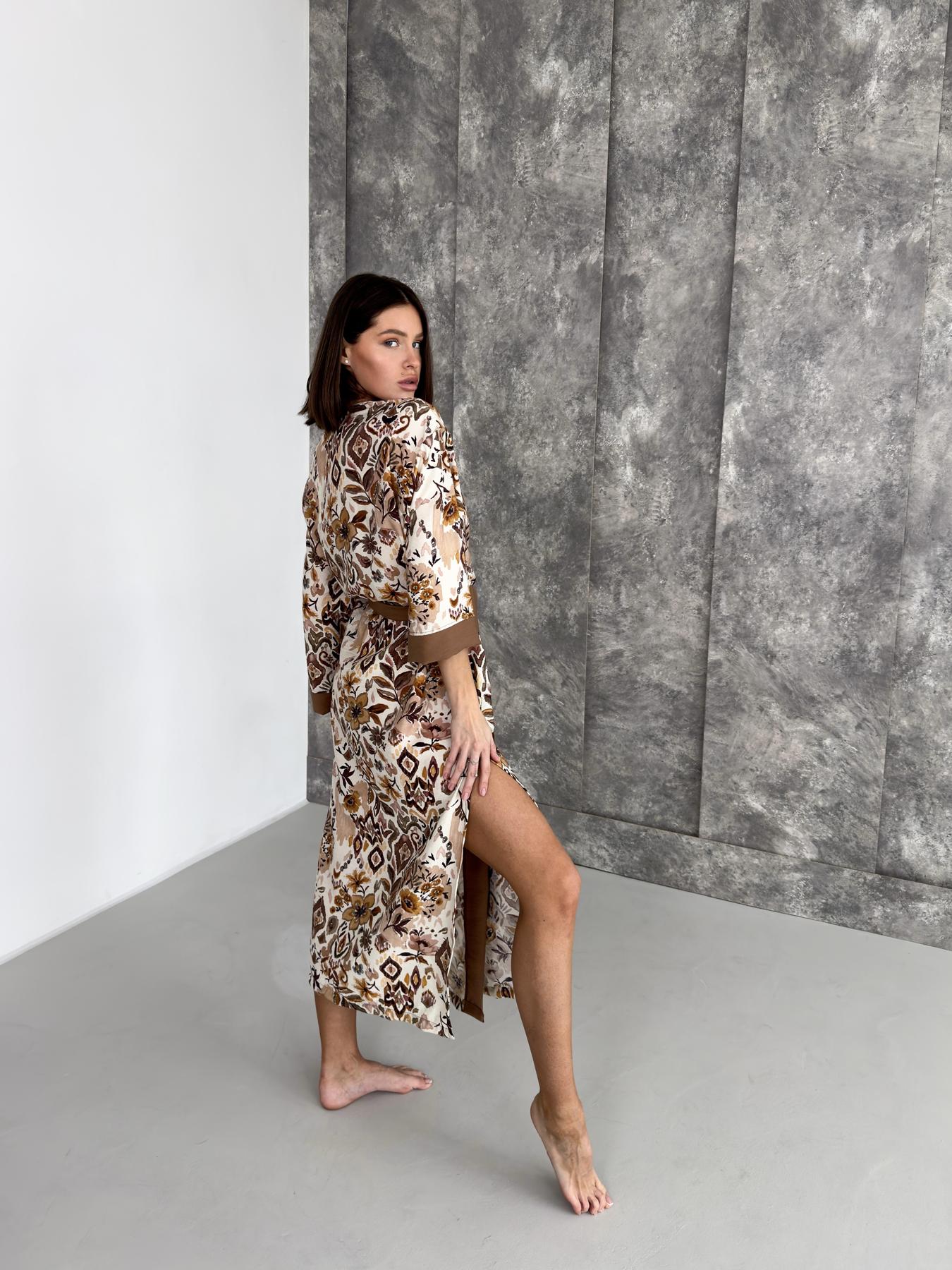 Жіночий довгий халат кімоно Boho Chic з віскози, колір кориця, модель Cinnamon Grove