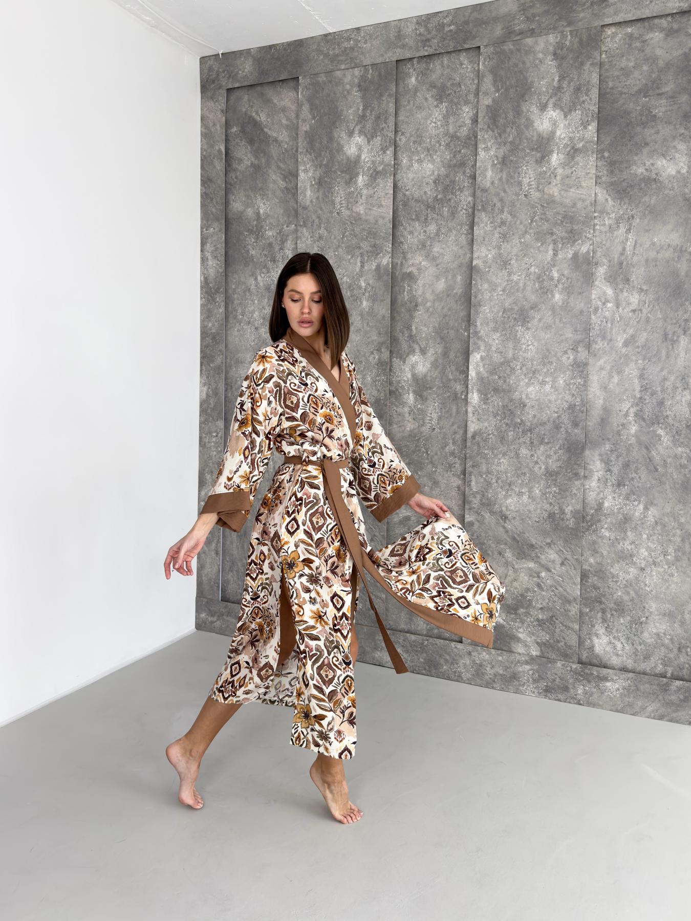 Жіночий довгий халат кімоно Boho Chic з віскози, колір кориця, модель Cinnamon Grove