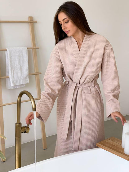 Жіночий подарунковий набір Bella з довгим халатом беж