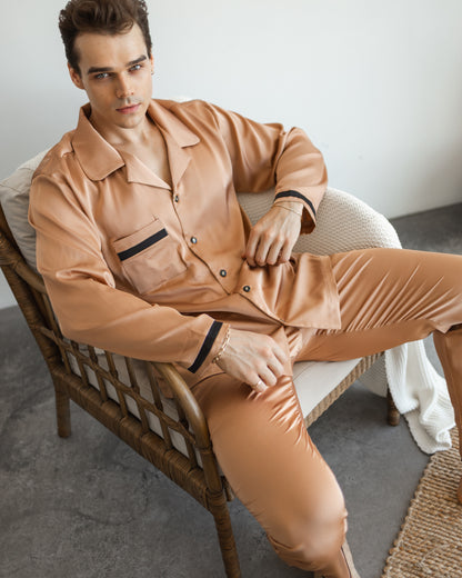 Чоловіча піжама Victor тканина шовк Армані Бежевий - фото 1