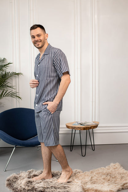 Чоловіча піжама BOBRAND з льону в графітову смужку — фото 5