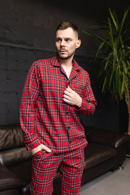 Чоловіча піжама BOBRAND червона у клітинку — фото 6