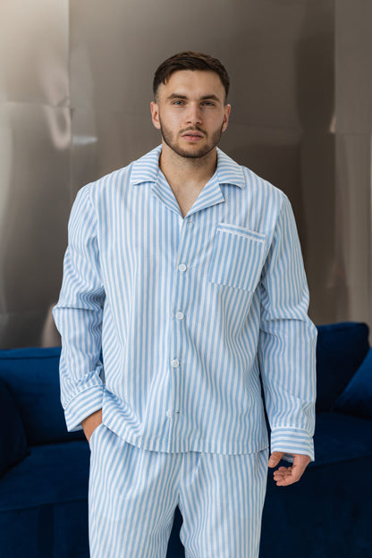 Чоловіча бавовняна піжама BOBRAND блакитного кольору — фото 6