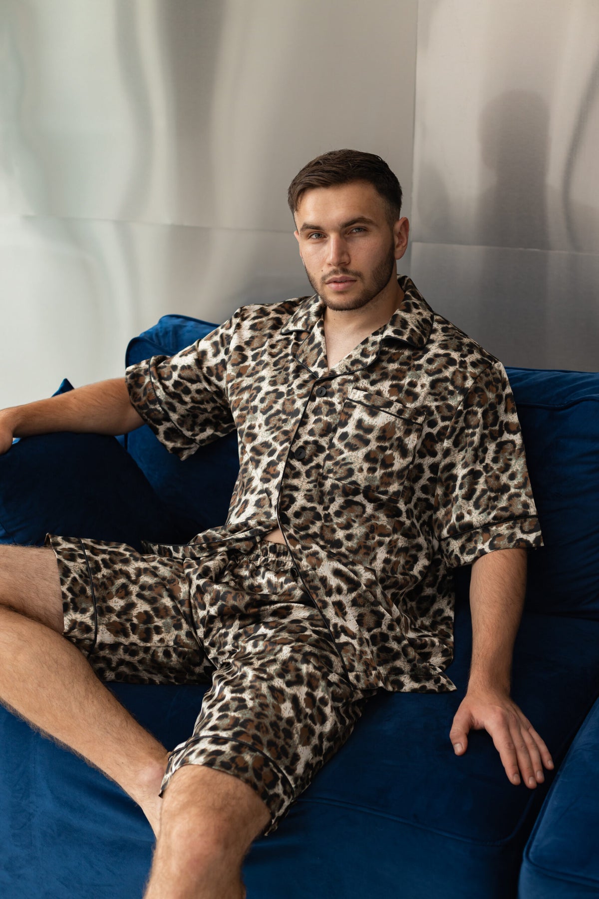 Верхня частина чоловічої піжами BOBRAND Green Leopard