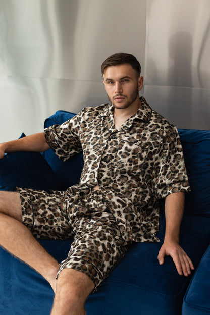 Верхня частина чоловічої піжами BOBRAND Green Leopard