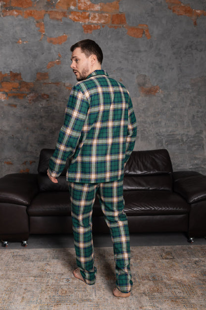 Чоловіча піжама в клітинку для новорічних фотосесій з байки