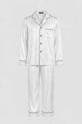 Чоловіча шовкова піжама BOBRAND “Classic White” (з штанами, колір білий)
