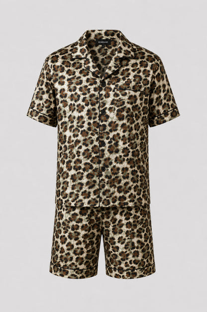 Чоловіча піжама з шортами BOBRAND "Green Leopard" (матеріал: віскозна, колір зелений)