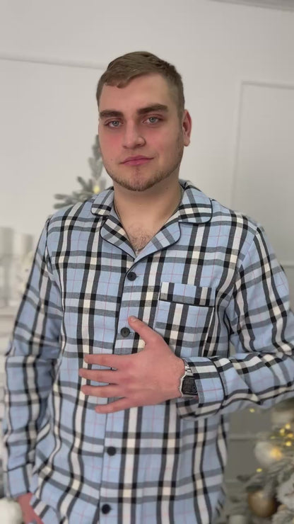 Чоловіча піжама з 100% бавовни. Блакитний